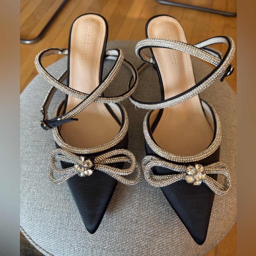 Michael Kors Black Heels with Silver Accents